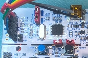 Nucleo dev board with new jumpers attached,